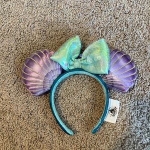 Disney Parks Little Mermaid Ariel Purple Iridescent Minnie Mouse Ears Headband
